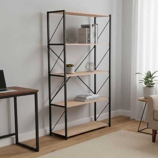 Bibliothek Tikilmo Schwarz 88x34x180cm