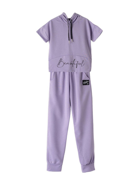 Εβίτα Kids Set with Leggings Summer 2pcs Lilac