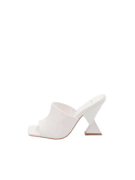 Carrano Heel Leather Mules White