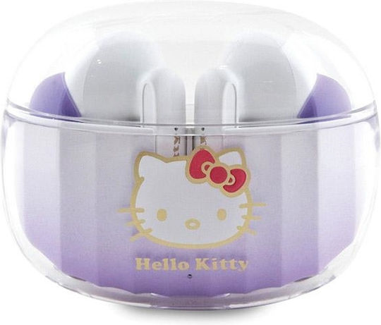 Hello Kitty True Wireless Kitty Head Logo In-ear Bluetooth Handsfree Ακουστικά με Θήκη Φόρτισης Μωβ