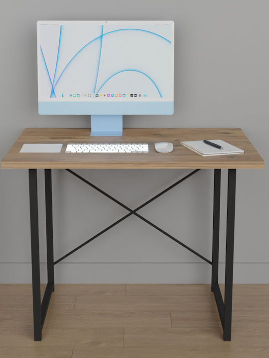 Desk Ustando Wooden Black with Metal Legs 90x60x72cm