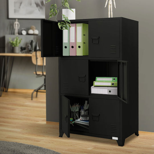 Шкаф Офис С ключалка Черно 75x40x120см