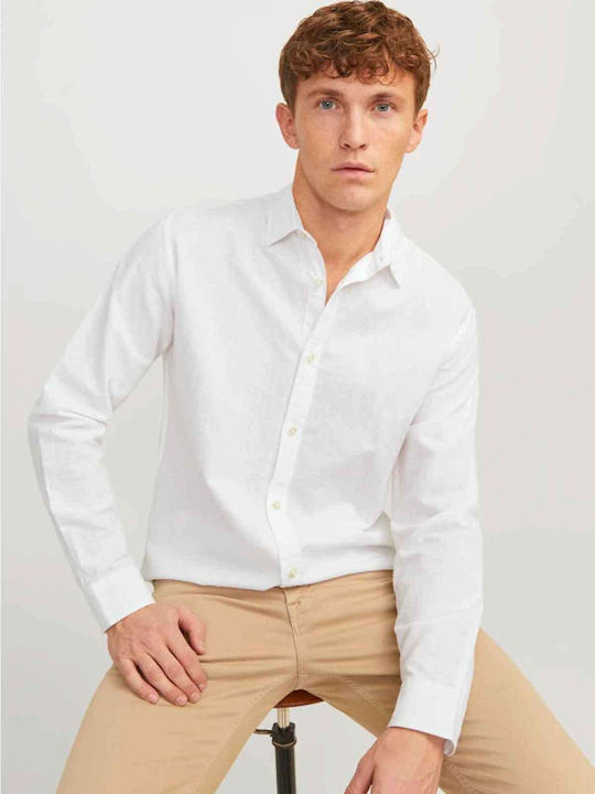 Jack & Jones Long-sleeved Linen Shirt White