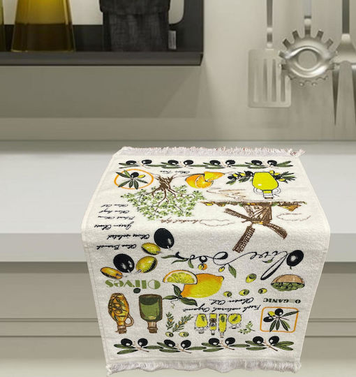 Linea Home Organic Olives Ποτηρόπανο από 100% Βαμβάκι σε Λευκό Χρώμα 40x60cm