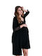 EasyMum Spaghetti Strap Robe with Nightgown for Maternity Hospital & Breastfeeding Black 5.1.42