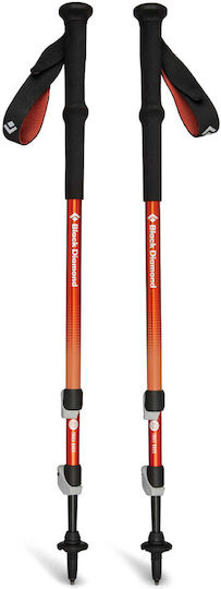 Black Diamond Pair of Telescopic Aluminum Fast Lock Trekking Poles Red 534gr
