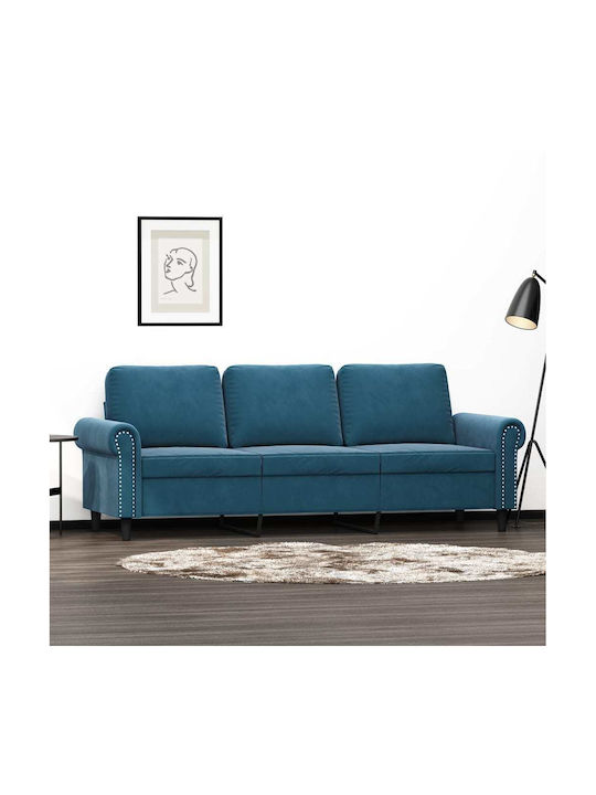 Dreisitzer Samt Sofa Blau 212x77x80cm
