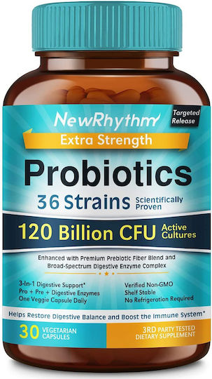 NewRhythm Probiotice 120 Miliarde Supliment cu Probiotice 30 Capsule Pe Bază De Plante