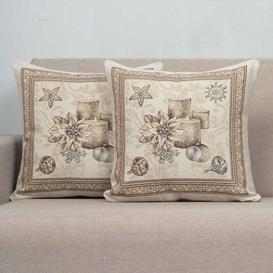 Cotone Husă Decorativă de Crăciun pentru Pernă Pătrată 45x45buc
