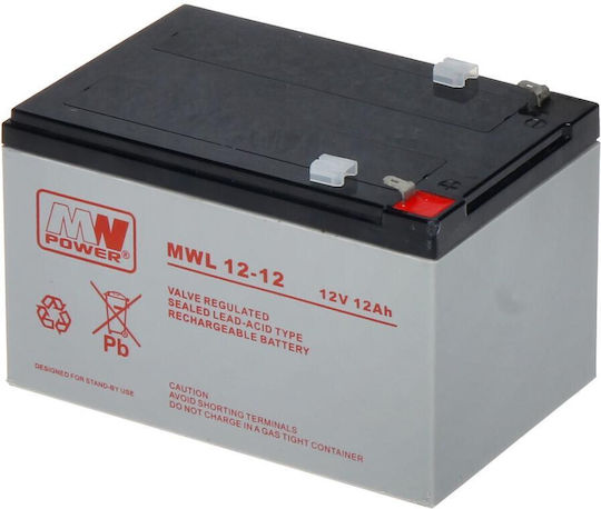MW Power UPS Batterie mit Kapazität 12Ah und Spannung 12V 12V/12AH-MWL 1Stück