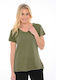 Damen Sport T-shirt Khaki