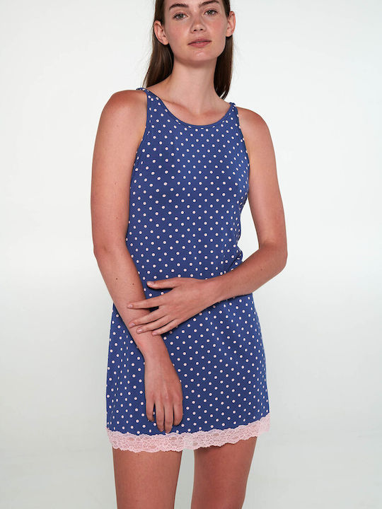 Vamp Summer Mini Slip Dress Dress Blue