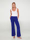 Women's Fabric Trousers Flared Blue