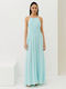 Marella Maxi Dress for Wedding / Baptism Open Back Turquoise