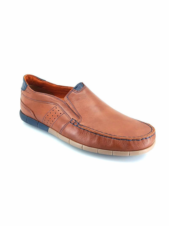 Boxer Men's Leather Boat Shoes Tabac Brown