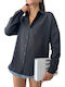 Langärmelig Damen Hemd Schwarz Monochrom