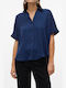 Vero Moda Women's Short Sleeve Shirt Navy Blue