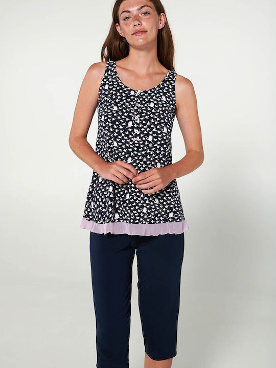 Vamp Sommer Damen Pyjama-Set Blue Moon