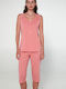 Vamp Summer Women's Pyjama Set Cotton Pink Glow