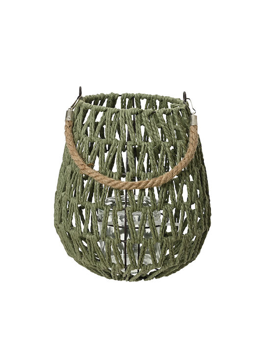 Kaemingk Wooden Lantern Green 24x27cm