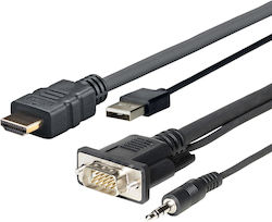 Vivolink HDMI 1.4 HDMI мъжки - HDMI мъжки / USB-A мъжки / VGA мъжки 2м Черен (PROHDMIMVGA2)