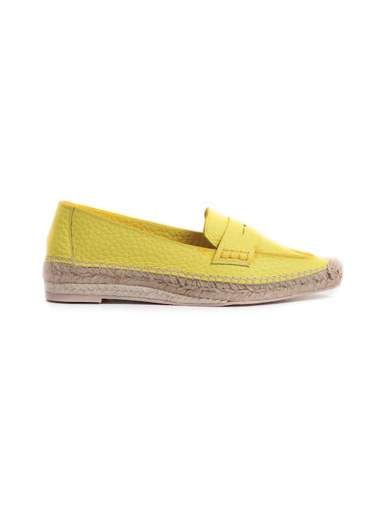 Ras Lederne Damen Espadrilles in Gelb Farbe