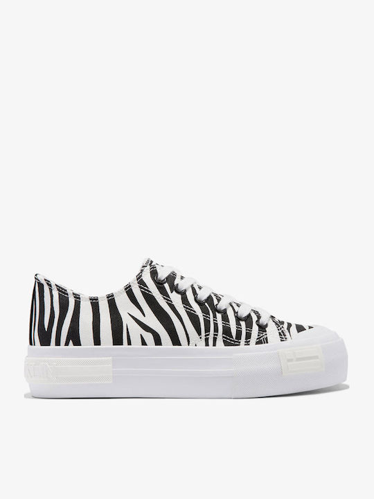 One Way Low Adidași Flatforms Pentru Femei Alb-Negru
