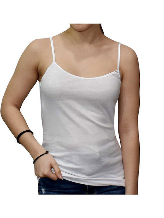 Ideafissa Women's Cotton T-Shirt with Spaghetti Strap White