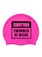 Caution Swimmer At Work Σκουφάκι Κολύμβησης Ενηλίκων από Σιλικόνη Ροζ