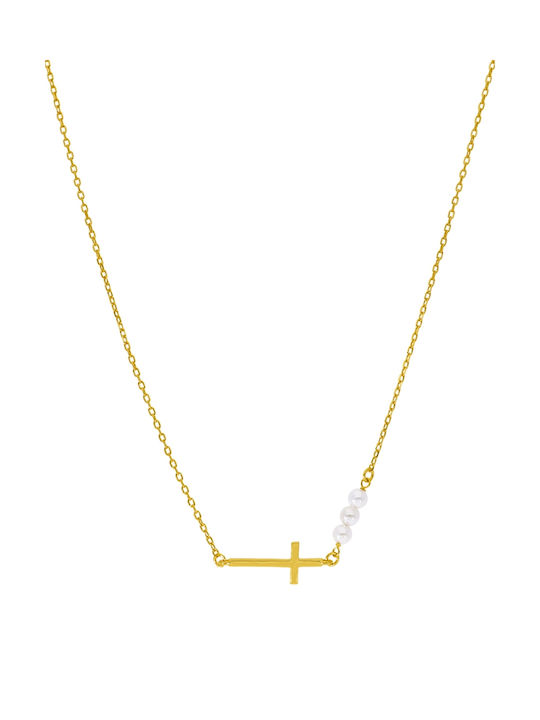 Marea Women's Cross from Gold Plated Silver with Chain