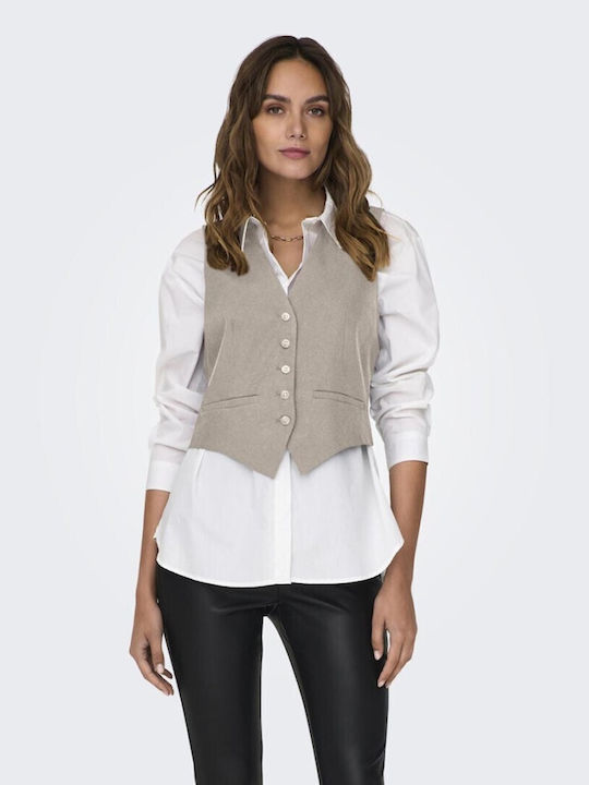 Only Women's Vest with Buttons Ecru