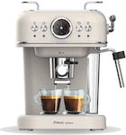 Primo PREM-40445 Αυτόματη Μηχανή Espresso Πίεσης 20bar για Cappuccino Μπεζ