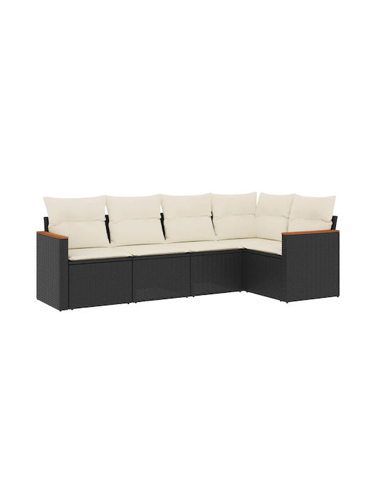 Set Outdoor Lounge Black with Pillows 5pcs