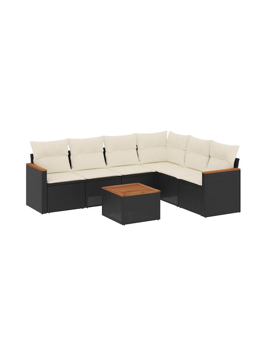 Set Outdoor Lounge Black with Pillows 7pcs