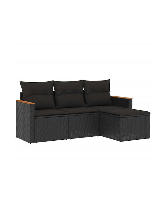 Set Outdoor Lounge Black with Pillows 4pcs