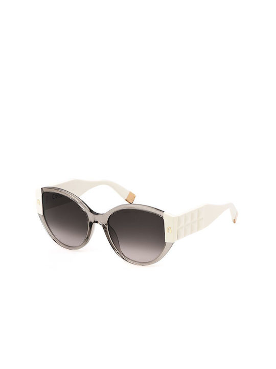 Furla Women's Sunglasses with White Plastic Frame and Brown Gradient Lens SFU784 0913