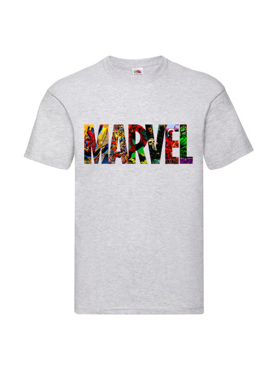 Fruit of the Loom Marvel Letters Original T-shirt Γκρι Βαμβακερό