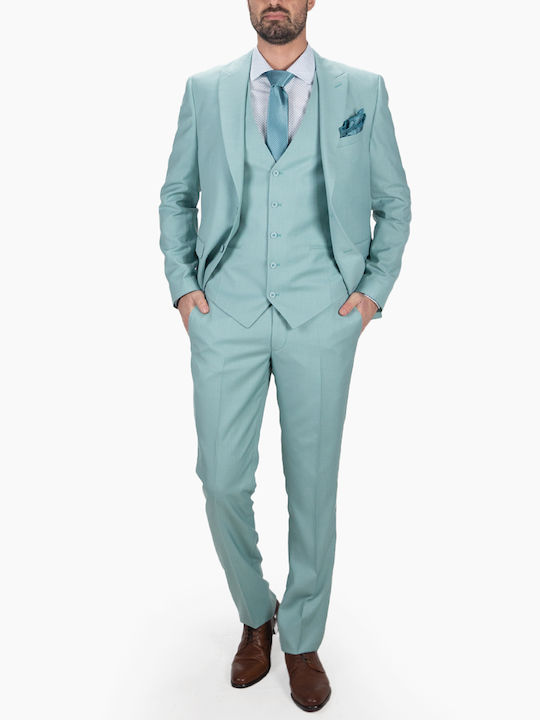 Men's Summer Suit with Vest Green