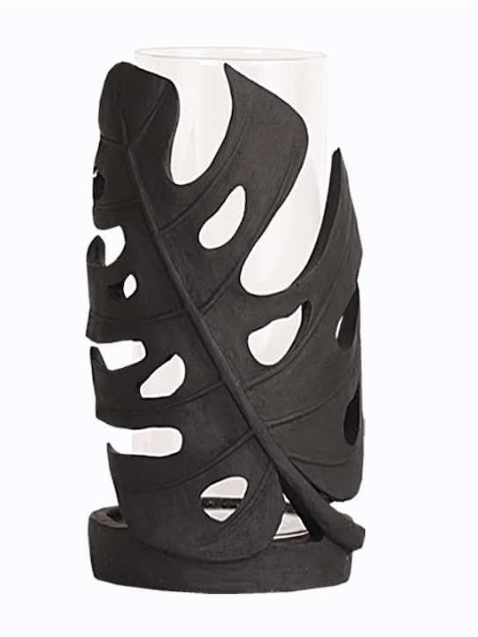 Art et Lumiere Candle Holder Ceramic in Black Color 14x14x23cm 1pcs