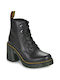 Dr. Martens Leather Women's Ankle Boots with High Heel Black