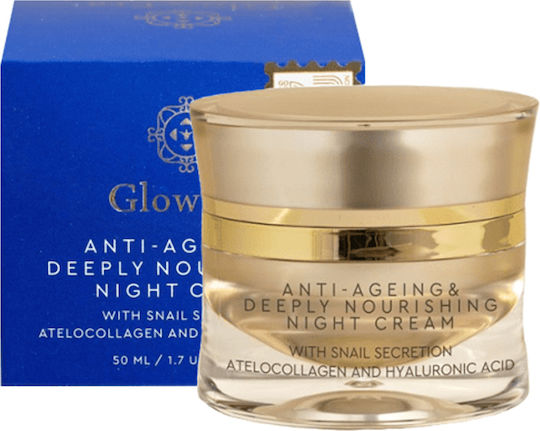 Glow Era Cremă De Față De Noapte Anti-Îmbătrânire Cu Slime De Melc Pentru Hidratare Reconstrucție Și Tonifiere Cu Acid Hialuronic Și Colagen 50ml