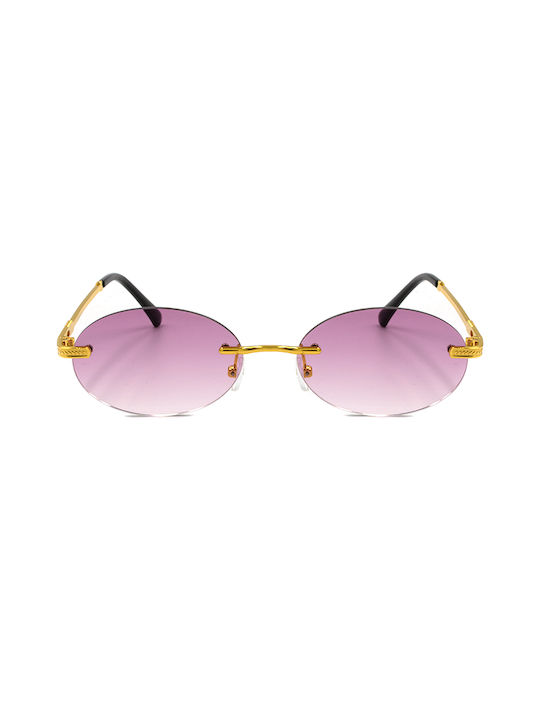 Awear Sonnenbrillen mit Gold Rahmen und Lila Verlaufsfarbe Linse SantiagoPink