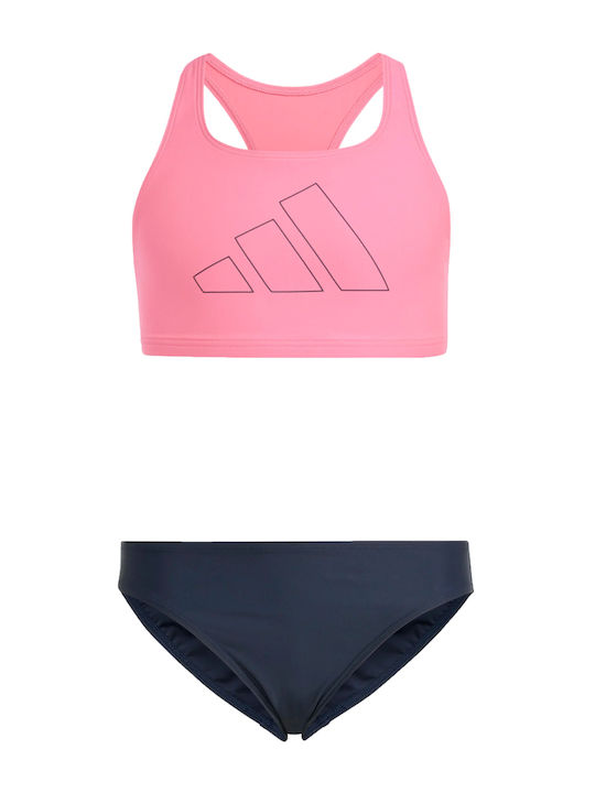 Adidas Kinder Badebekleidung Bikini Performance Big Bars Black - Pink