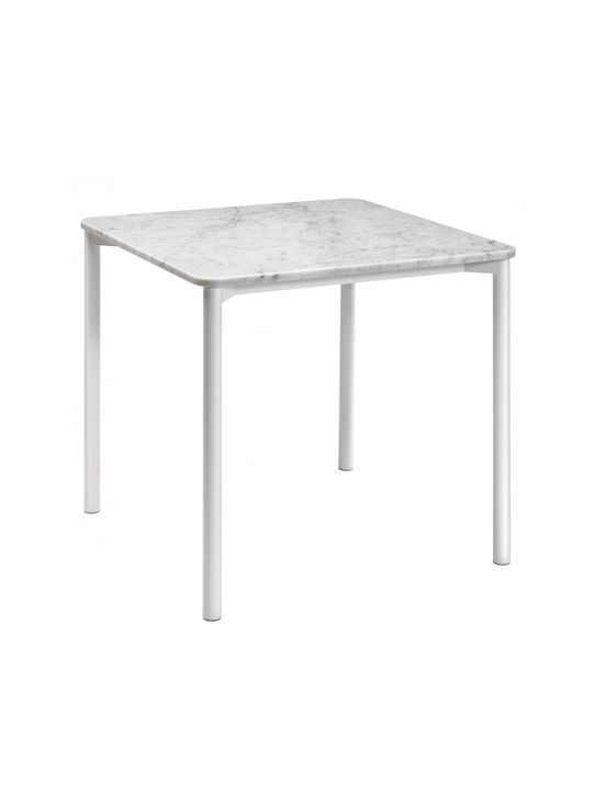 Pareo Square Table Kitchen with Marble Surface Marble 80x80x74cm