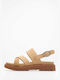 Timberland Leather Women's Flat Sandals in Beige Color