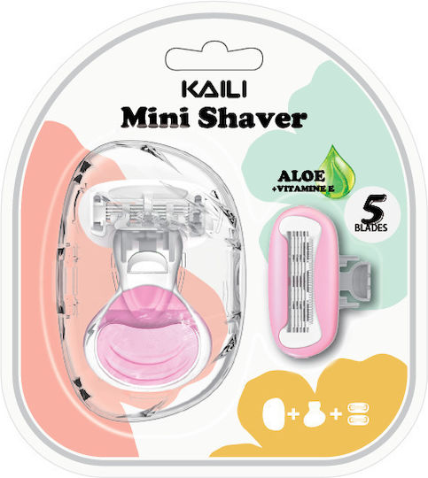 Female razor 5 blades With spare head. Lubricating strip with Aloe & Vitamin E to protect your skin soft and fresh from any irritation. Get a free replacement head.