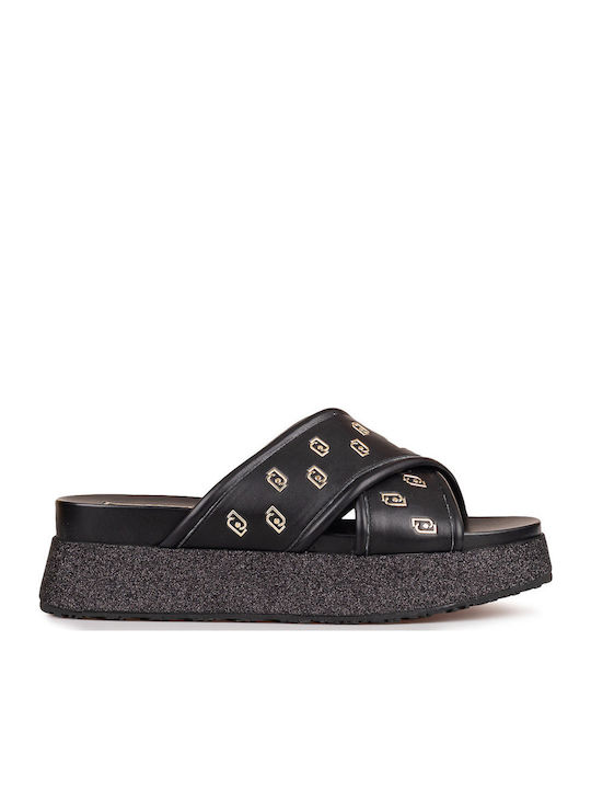 Frida Γυναικεία Σανδάλια Flatforms Μαύρα