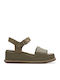 Kimmei Women's Synthetic Leather Platform Shoes Khaki
