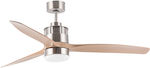 Luma Ceiling Fan 132cm with Light and Remote Control Pine
