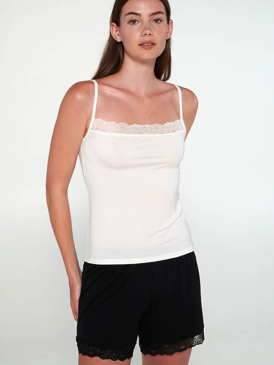 Women's T-Shirt with Spaghetti Strap Beige